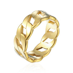 Cassie braided rose gold ring with intricate open weave design from My Store