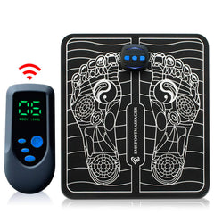 Wireless EMS foot massager with remote control and foot sole design for muscle stimulation and relaxation
