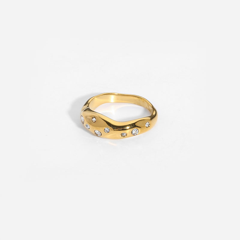 Elegant gold snake shape ring with embedded sparkling stones from My Store