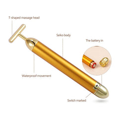 24k gold facial roller with T-shaped massage head waterproof movement and Seiko body