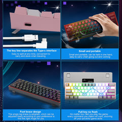 Compact and colorful mini mechanical gaming keyboard with USB Type-C port and RGB lighting